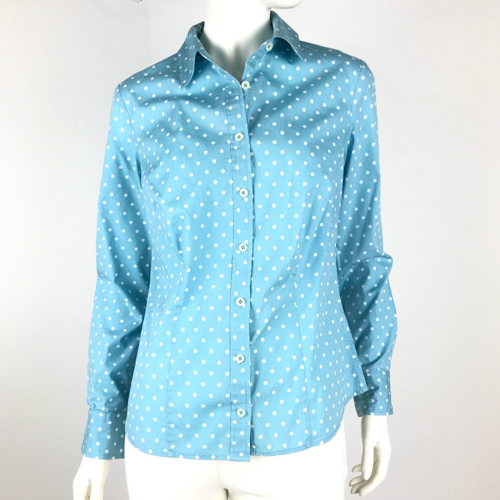 Boden Blue Polka Dot Blouse